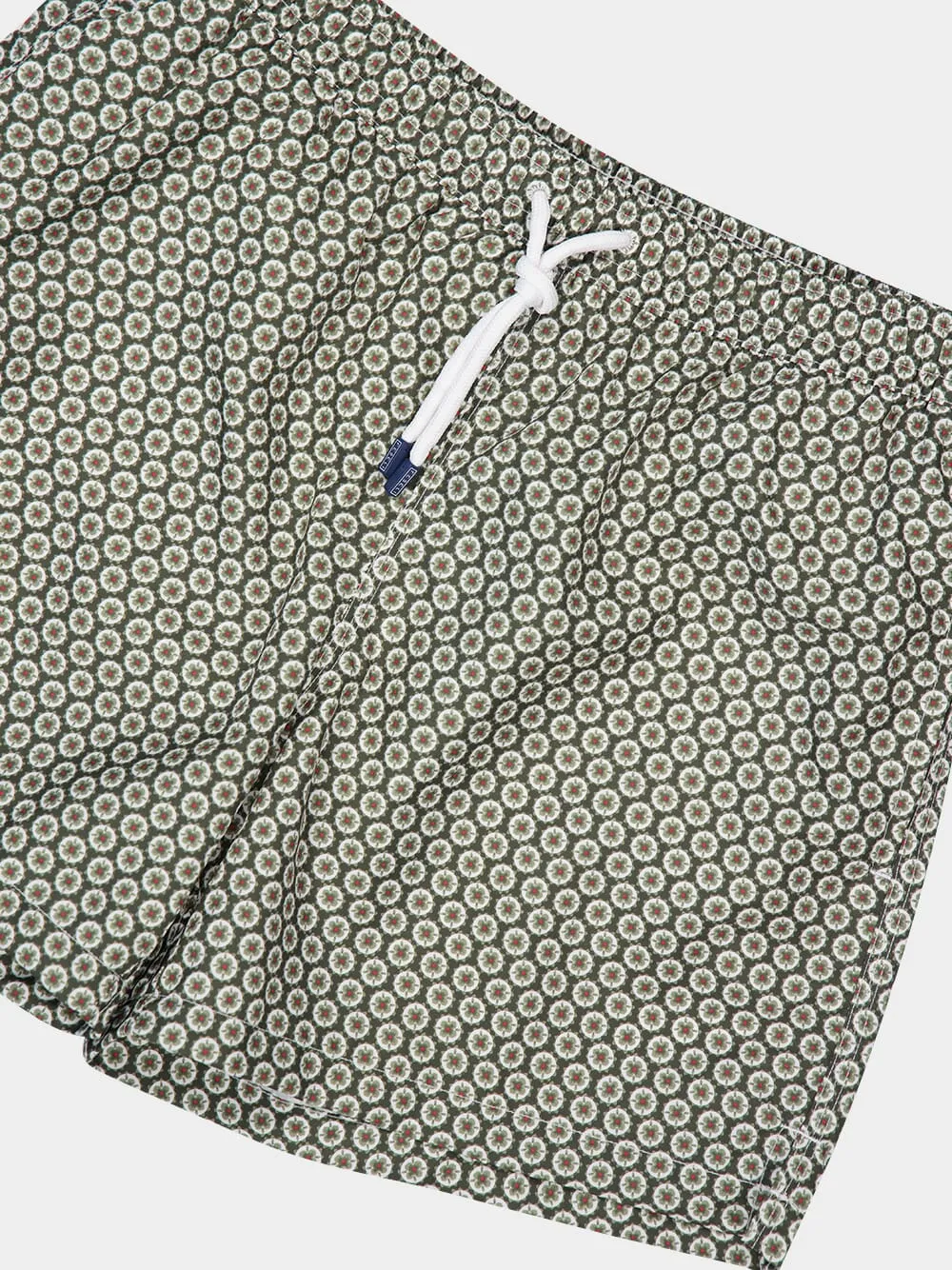 Olive Green Printed Swim Shorts Madeira