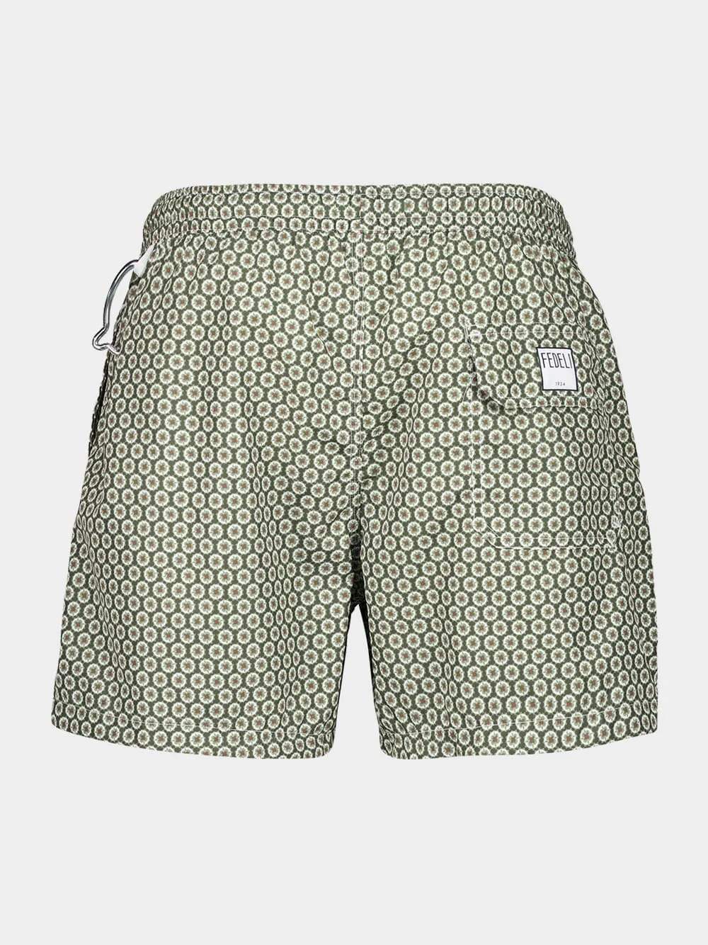 Olive Green Printed Swim Shorts Madeira