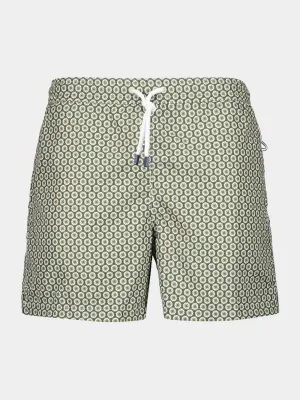 Olive Green Printed Swim Shorts Madeira