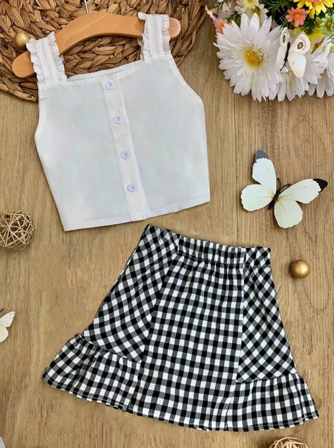 Ooh La La Checkered Skirt Set