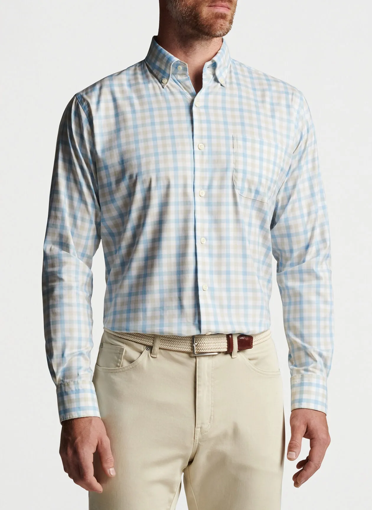 PETER MILLR MACKINAC COTTON STRETCH SPRT SHIRT - COTTAGE BLUE