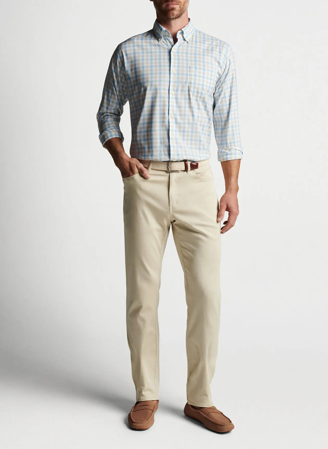 PETER MILLR MACKINAC COTTON STRETCH SPRT SHIRT - COTTAGE BLUE