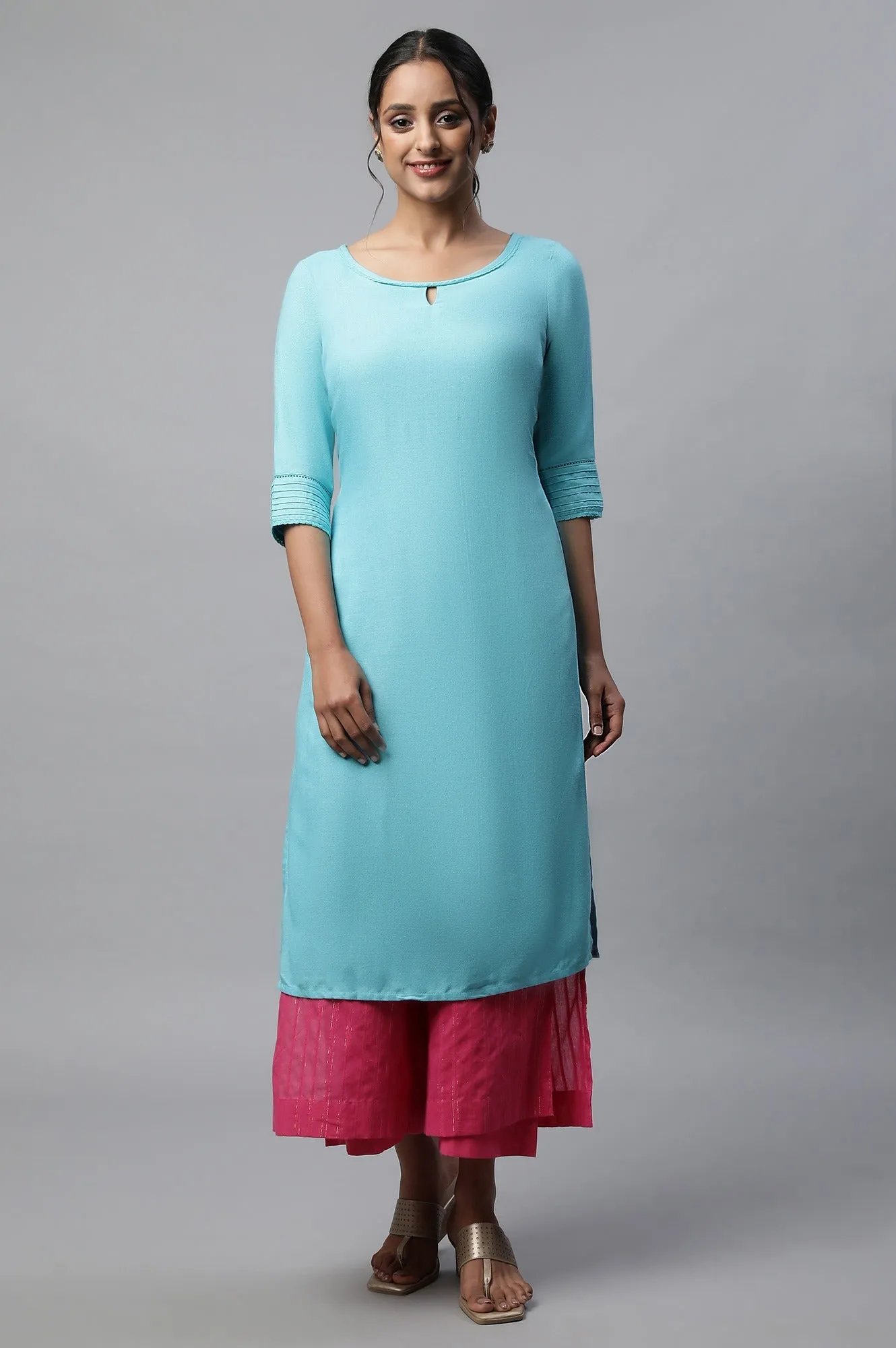Pink Layered Ankle Length Palazzo