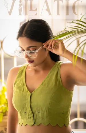 Pista barfi- Handwoven Jamdani Blouse