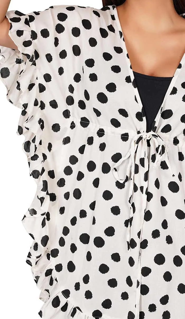 Polka Dot Kaftan Style Swimsuit Cover Up Beach Dress