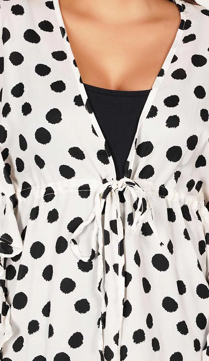 Polka Dot Kaftan Style Swimsuit Cover Up Beach Dress