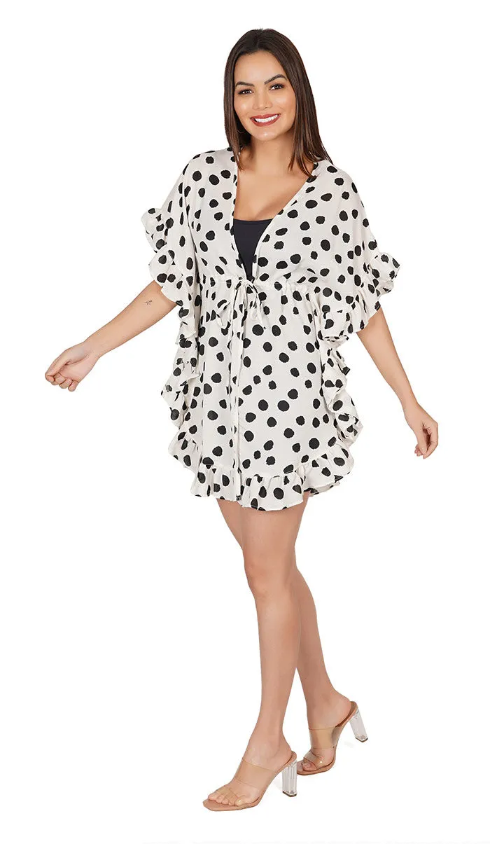 Polka Dot Kaftan Style Swimsuit Cover Up Beach Dress