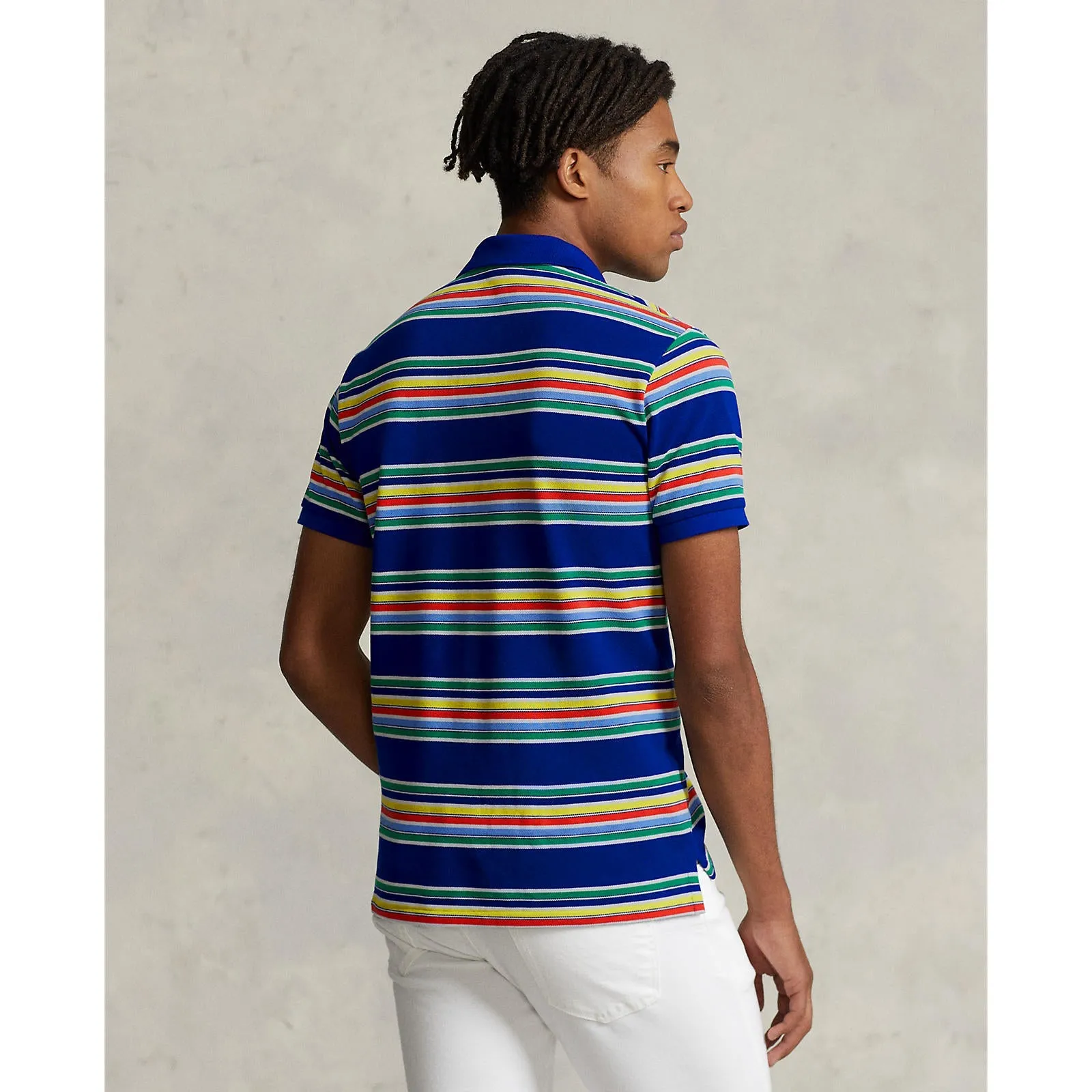 Polo Ralph Lauren - Custom Fit Mesh Polo - Stripe - Heritage Royal Blue Multi