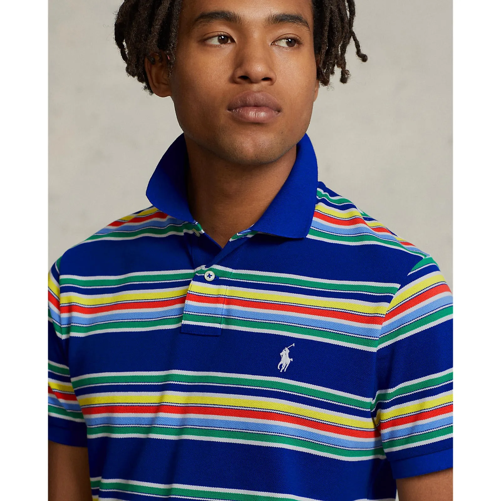 Polo Ralph Lauren - Custom Fit Mesh Polo - Stripe - Heritage Royal Blue Multi