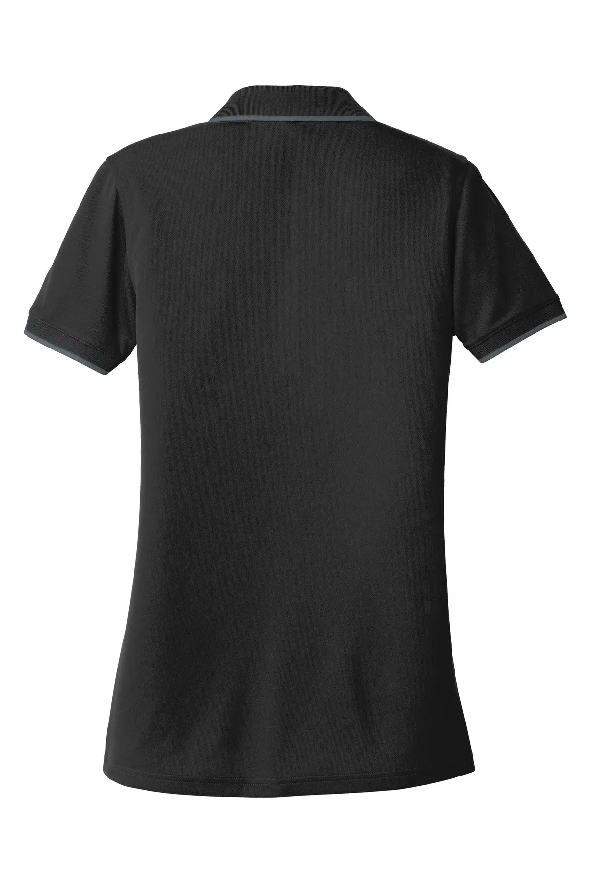 Port Authority Women's Dry Zone UV Micro-Mesh Tipped Polo. LK111 Deep Black/ Graphite