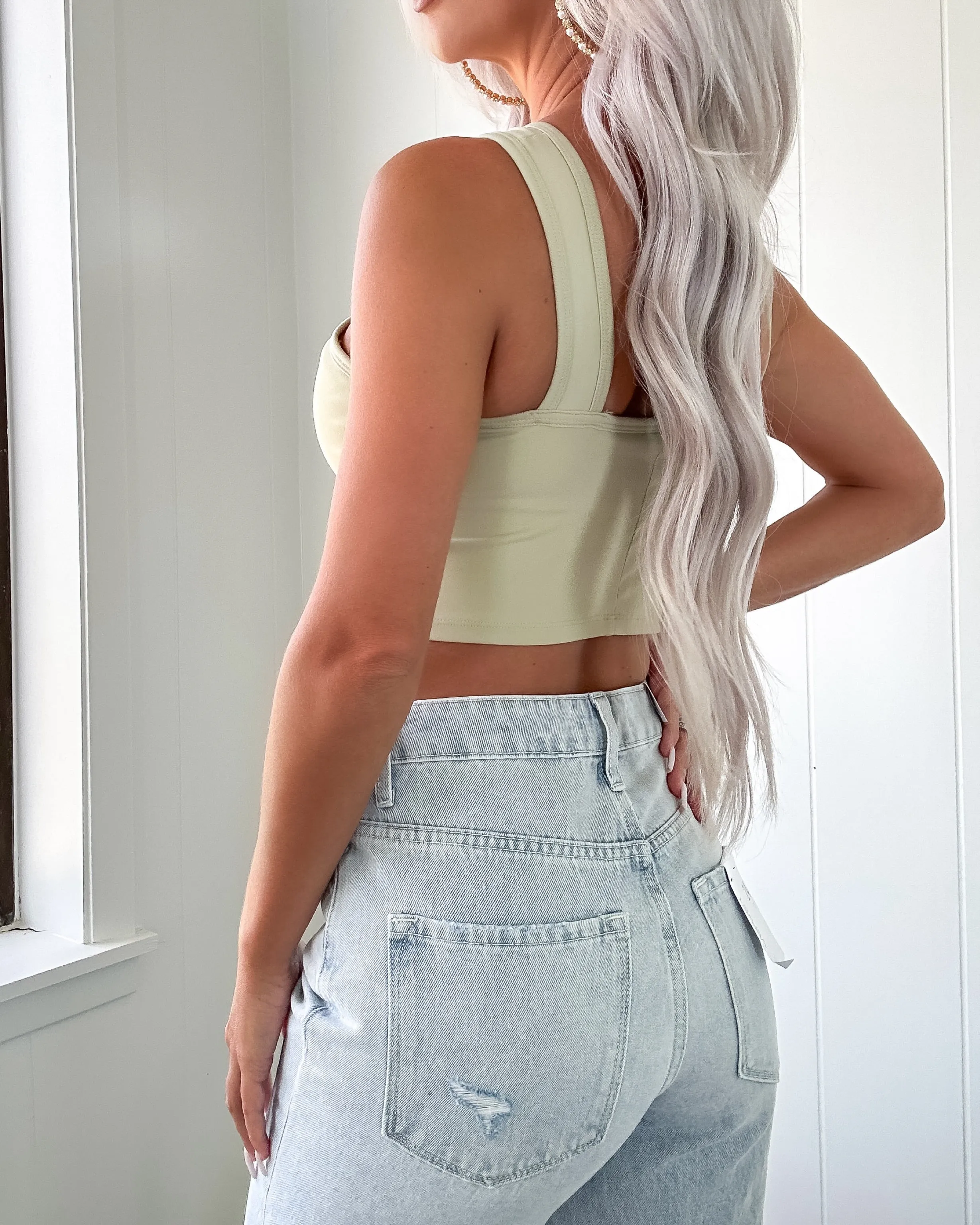Power Move Keyhole Crossover Crop Top - Green Khaki