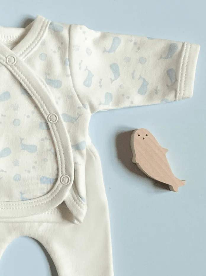 Premature Baby Set, Wrap top & trousers, Ocean Blue, Premium Organic Cotton