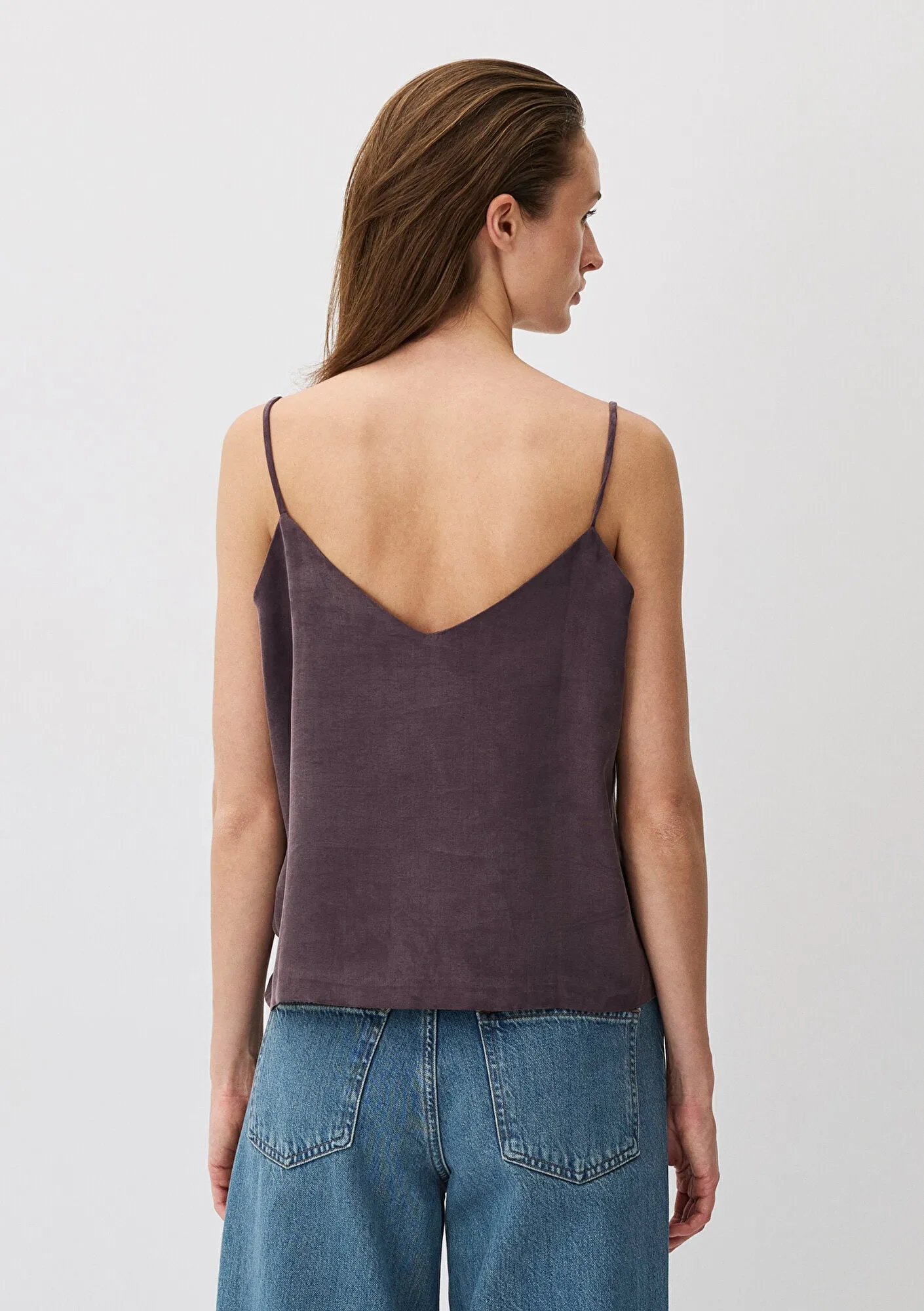 Purple Tencel TM Lyocell Strap Blouse