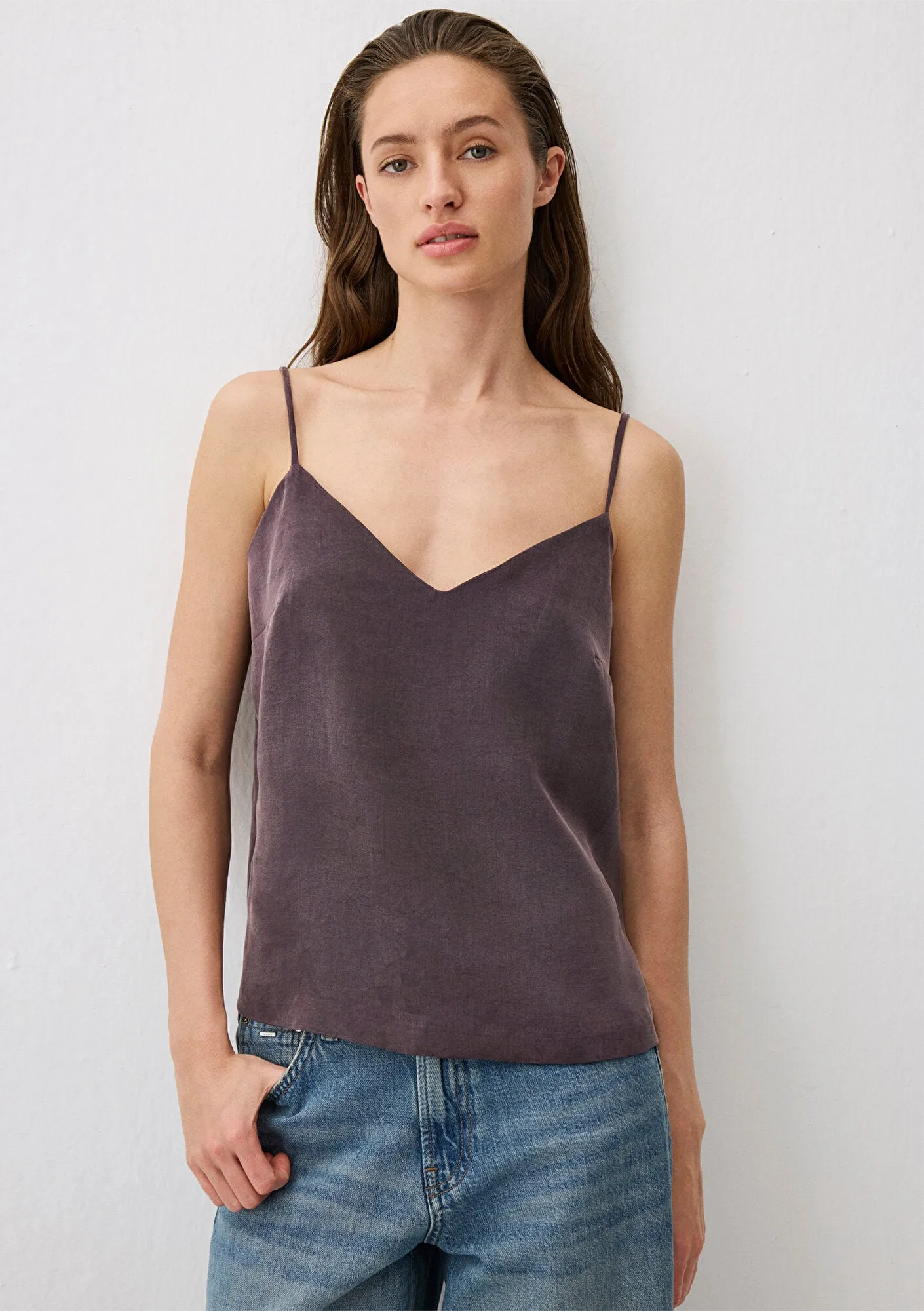 Purple Tencel TM Lyocell Strap Blouse