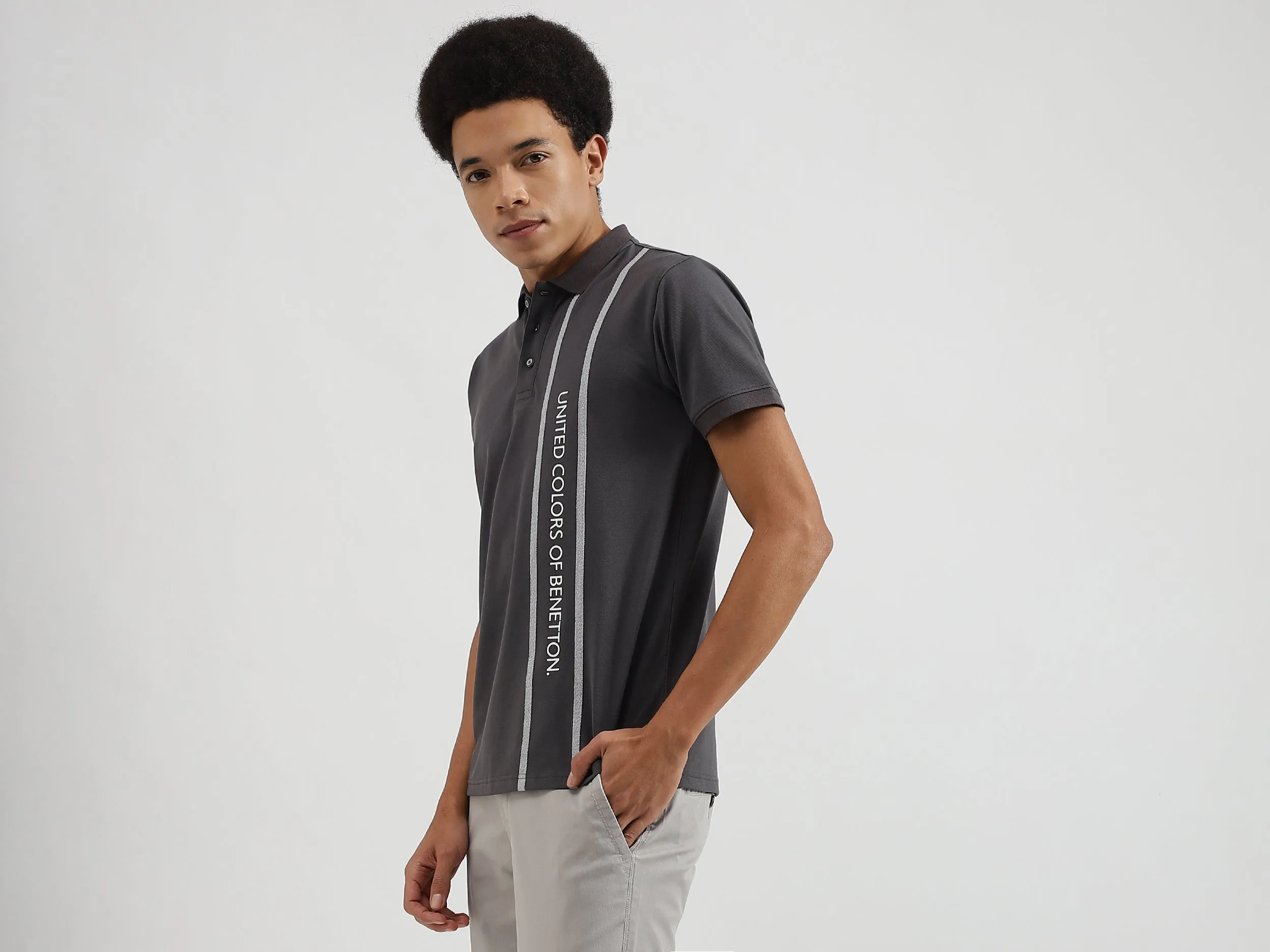 Regular Fit Polo Neck Printed T-Shirts