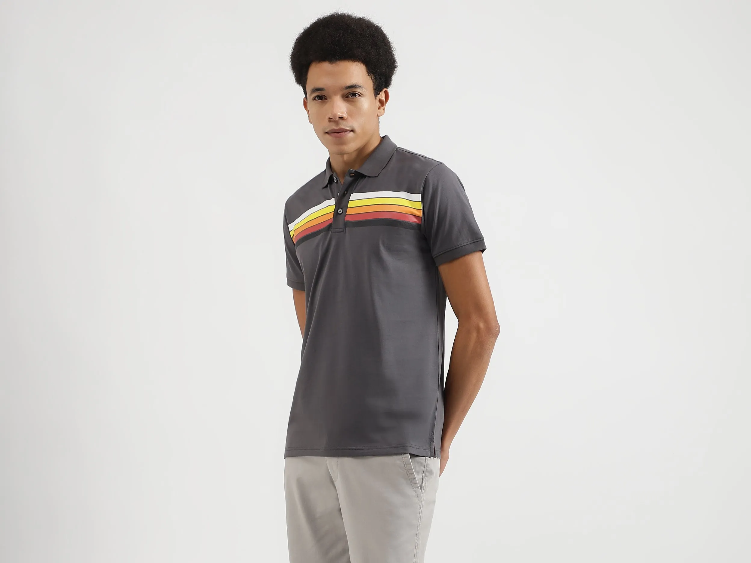 Regular Fit Polo Neck Printed T-Shirts