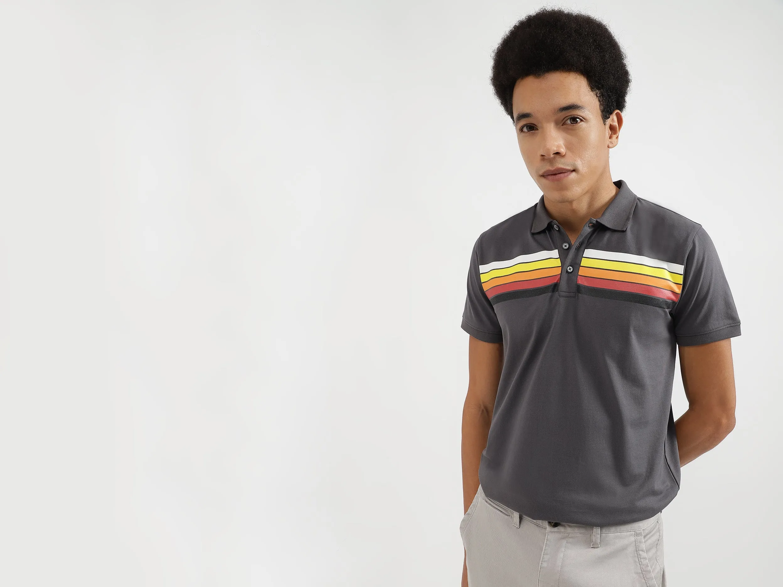 Regular Fit Polo Neck Printed T-Shirts