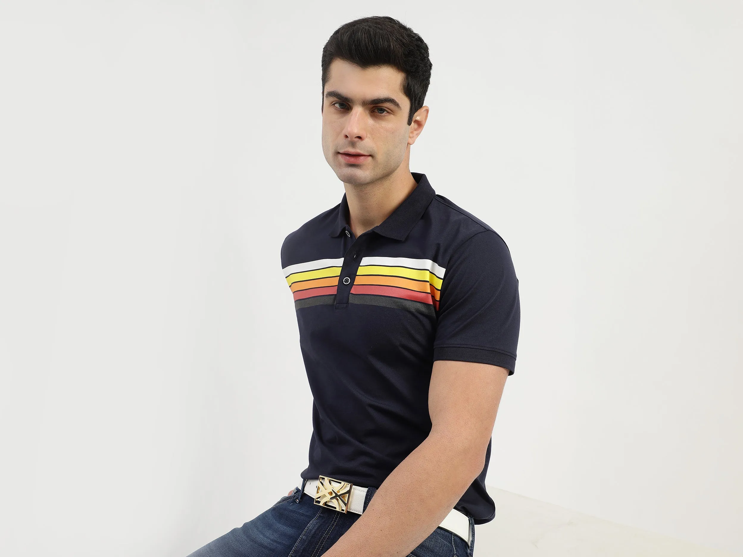 Regular Fit Polo Neck Solid T-Shirts