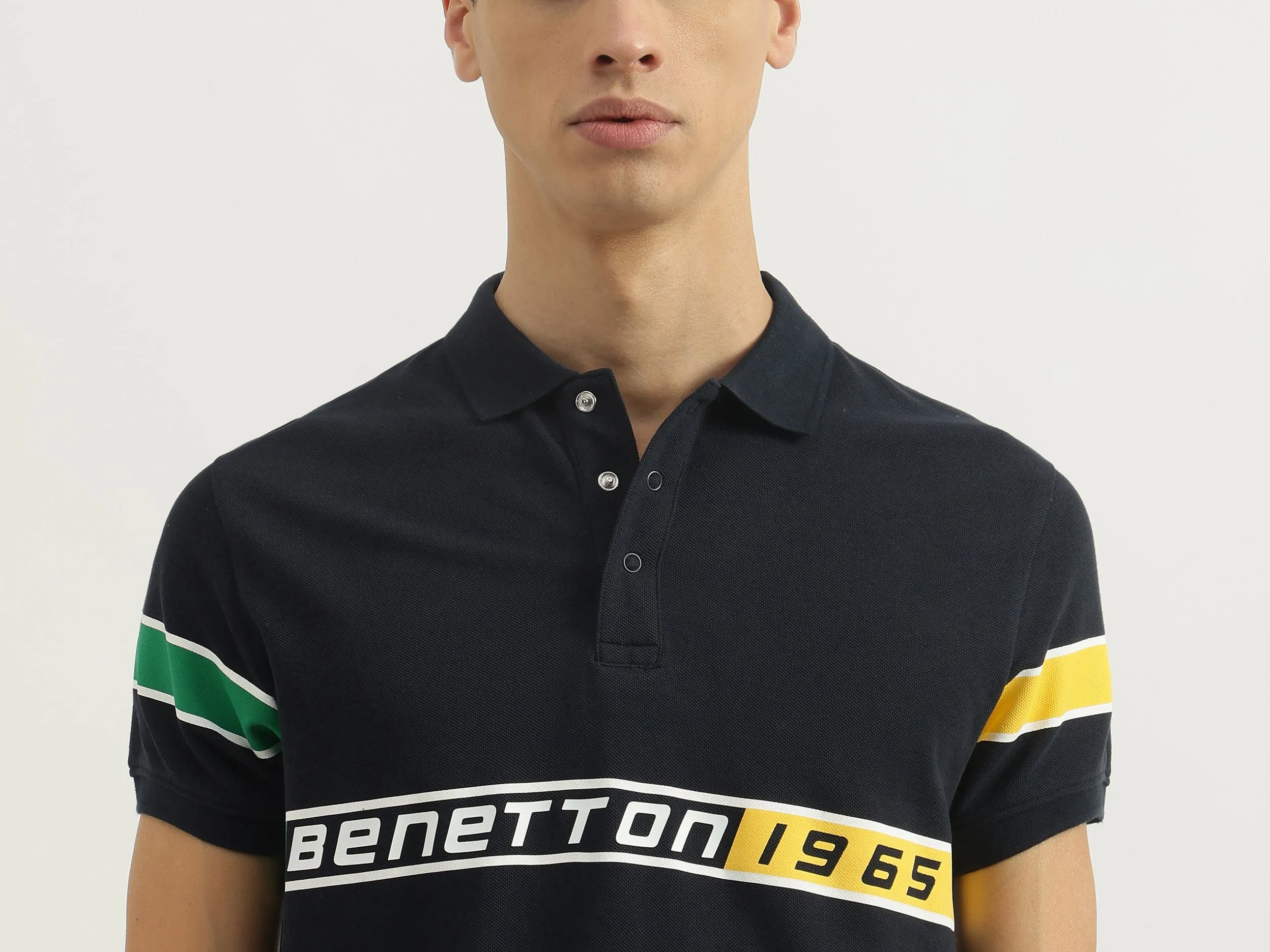 Regular Fit Polo Neck Typography Tshirt