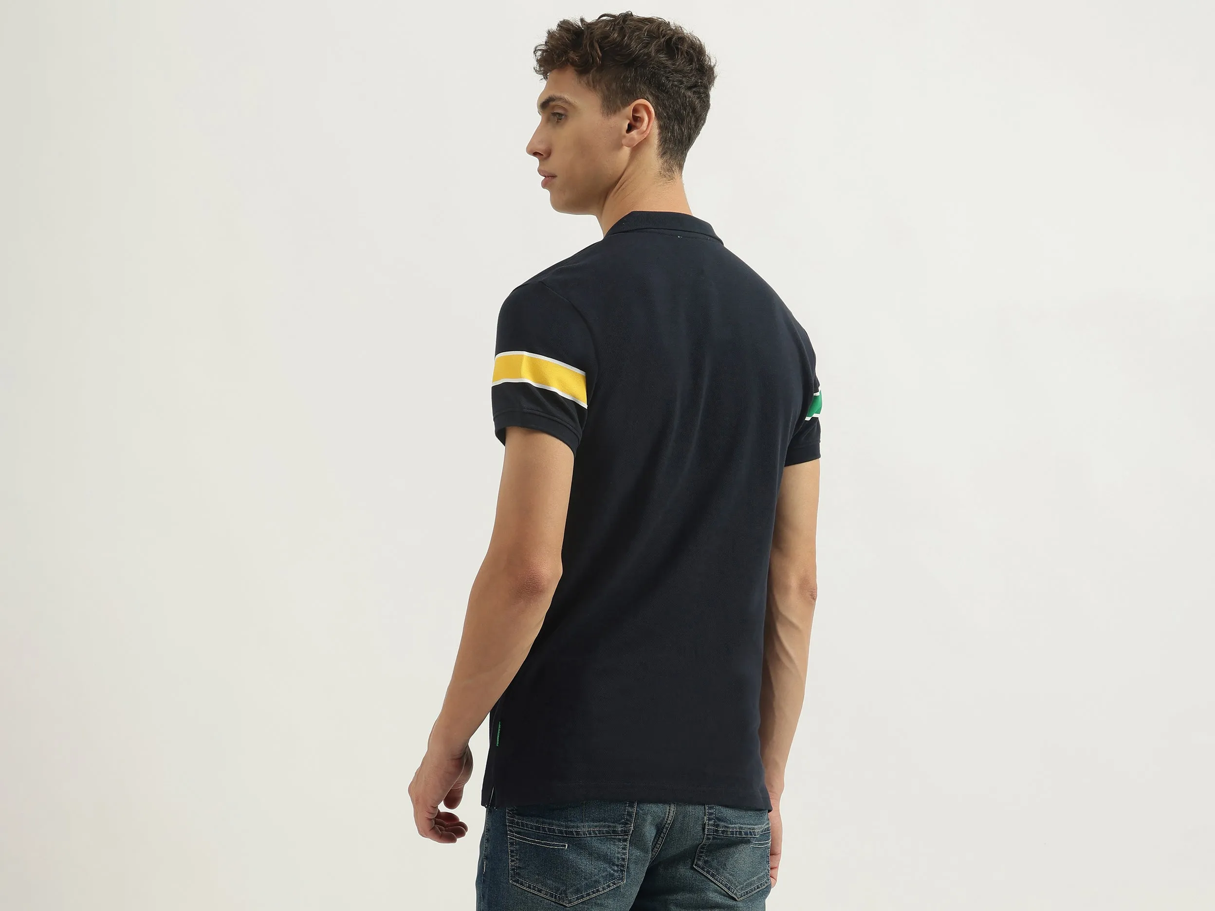 Regular Fit Polo Neck Typography Tshirt