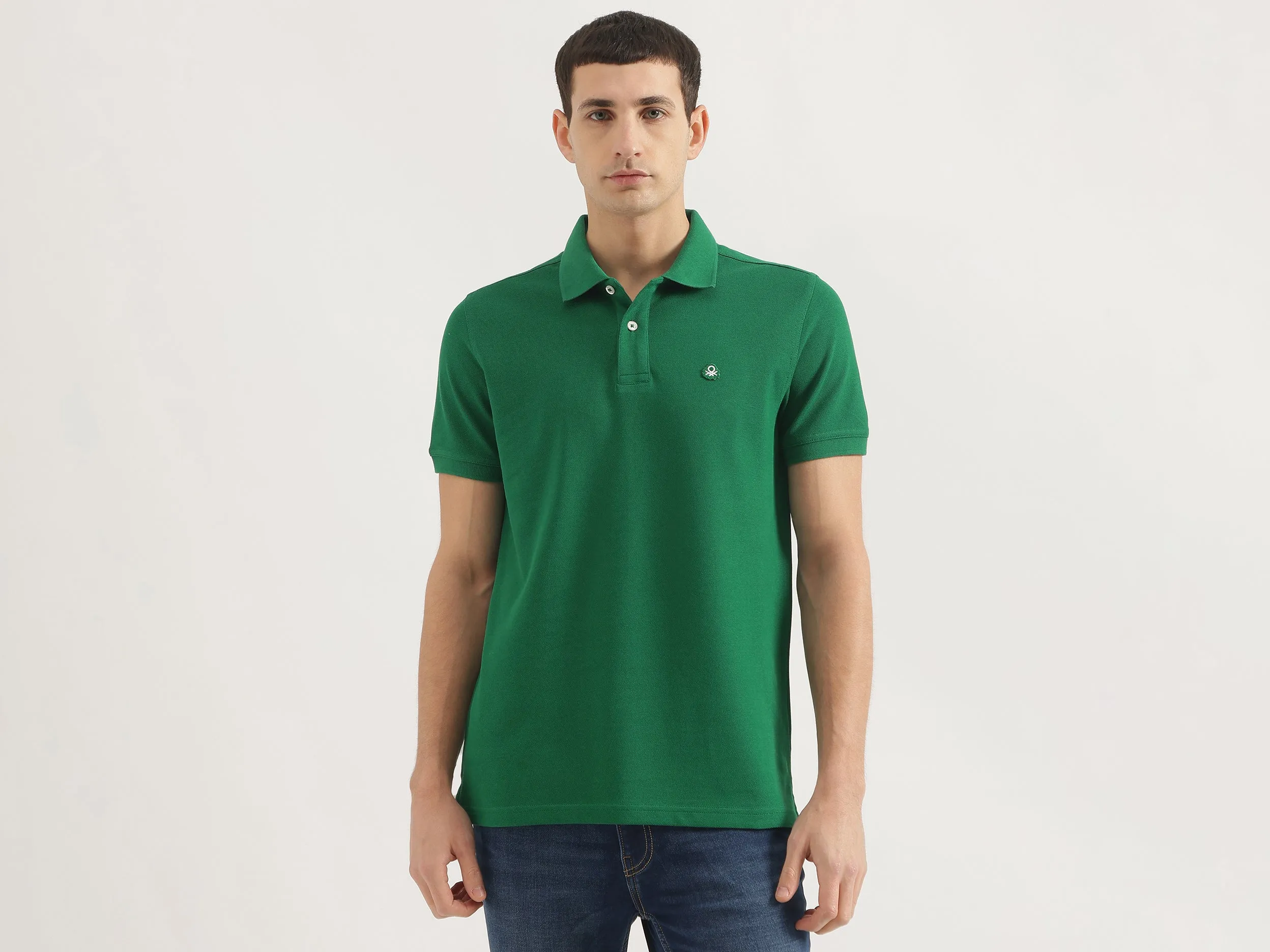 Relaxed Fit Polo Neck Solid T-Shirt