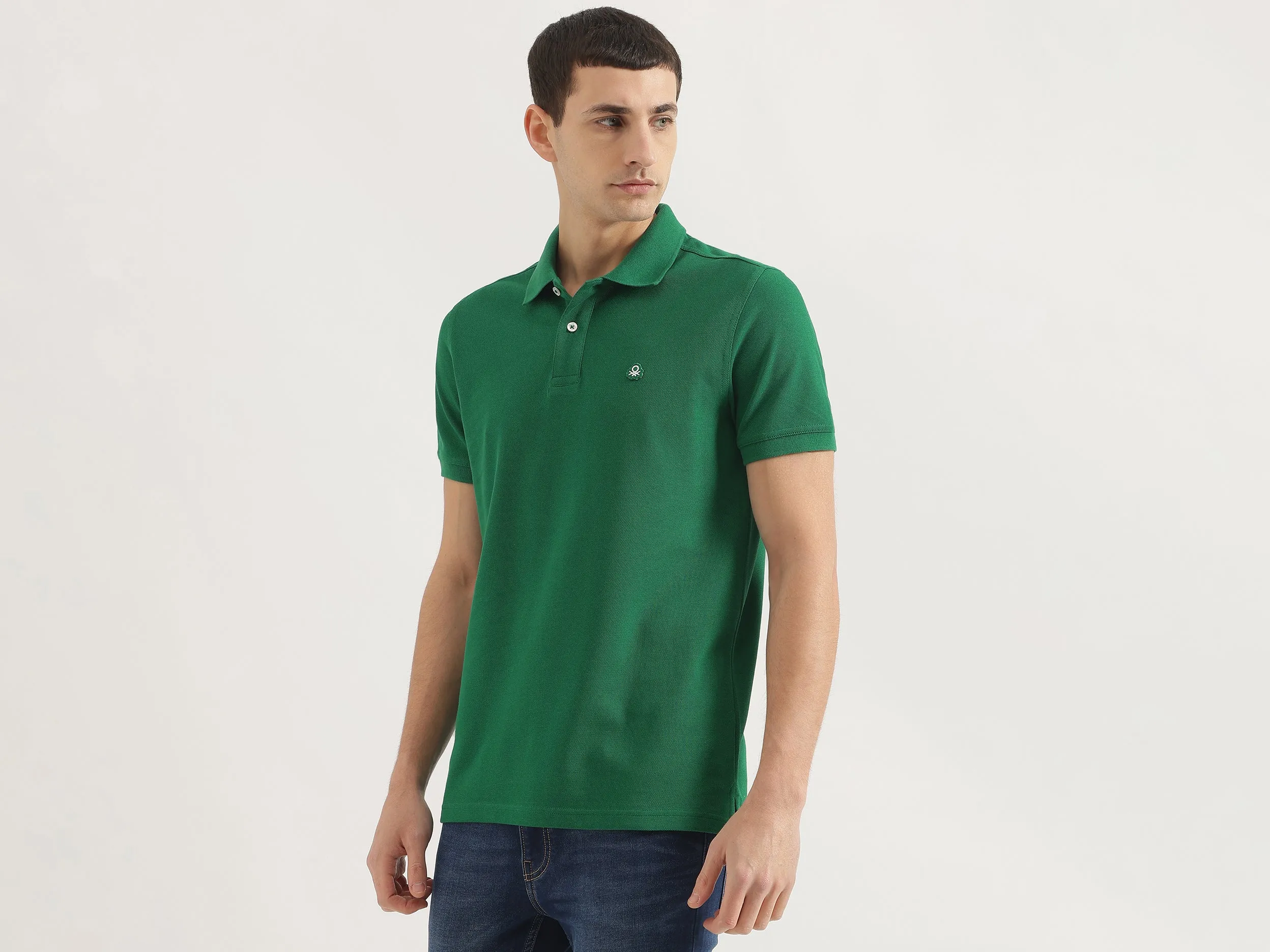 Relaxed Fit Polo Neck Solid T-Shirt