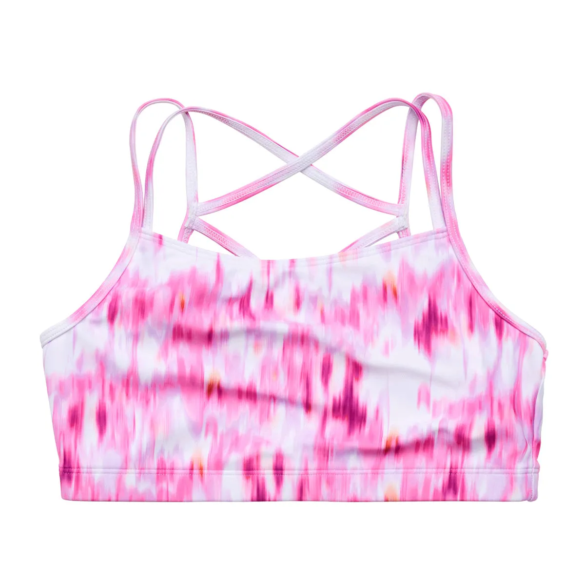 Remi: Criss-Cross Back Bra Crop Top in Electric Pink