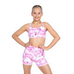 Remi: Criss-Cross Back Bra Crop Top in Electric Pink