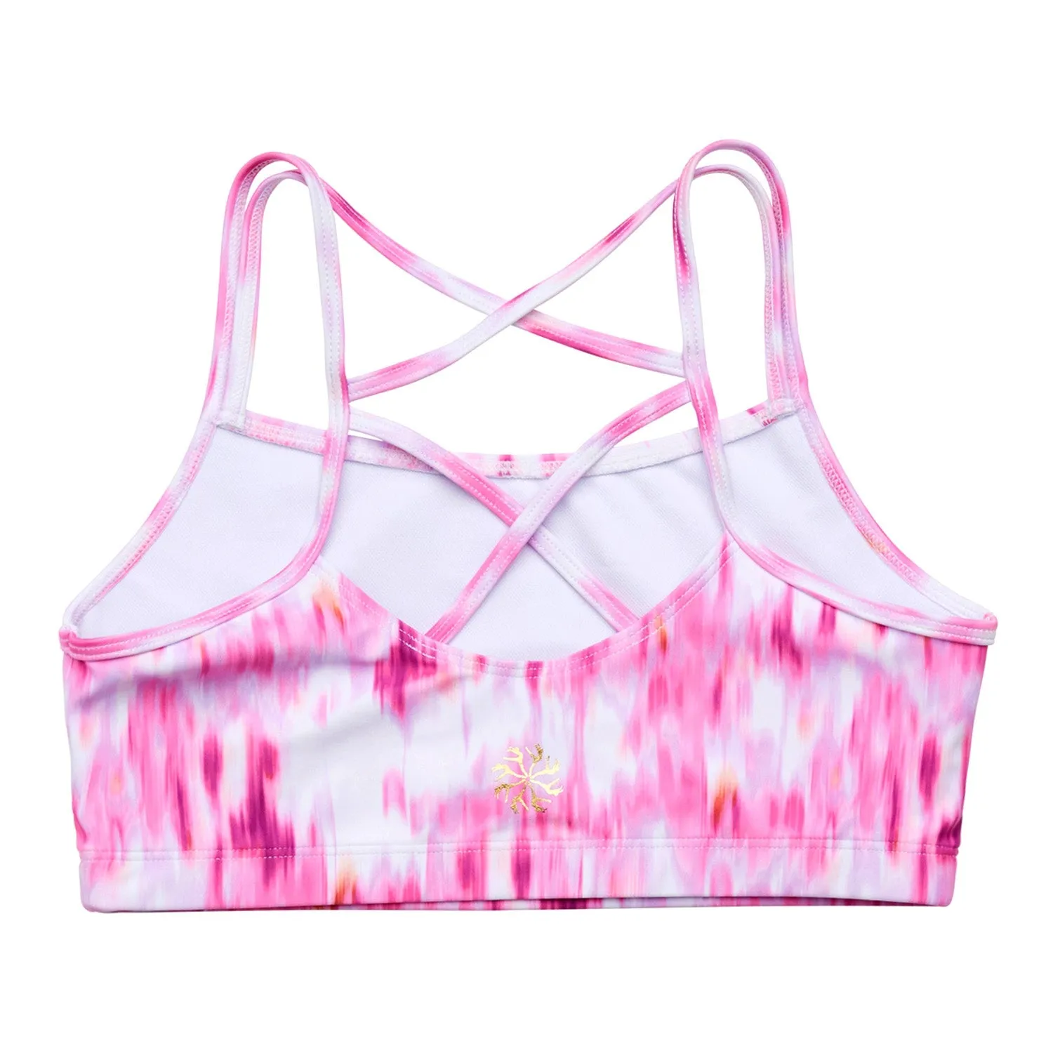 Remi: Criss-Cross Back Bra Crop Top in Electric Pink