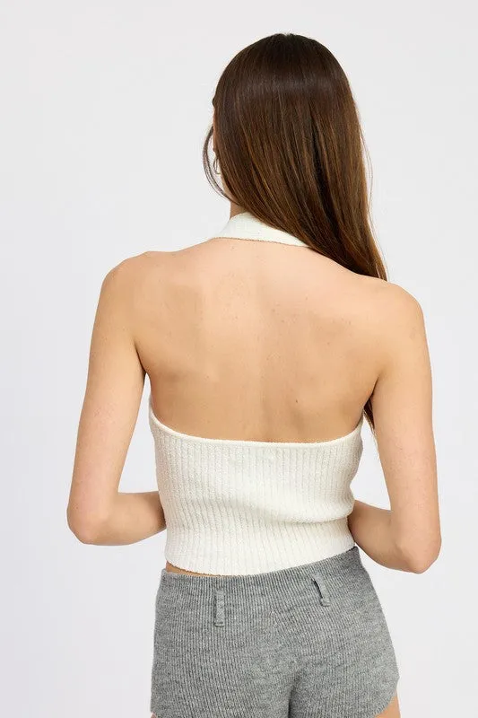 Ribbed Halter Neck Top