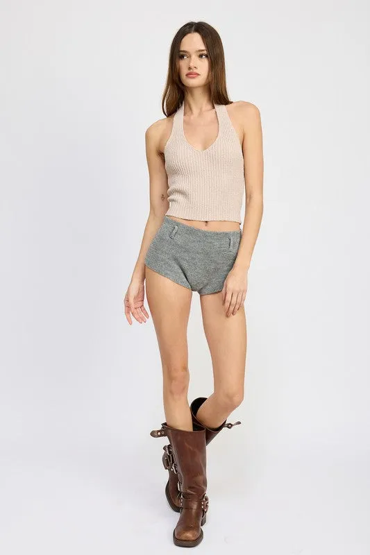 Ribbed Halter Neck Top