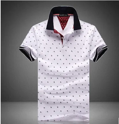 s Mens Printed POLO Shirts s 100% Cotton Short Sleeve Camisas Polo Stand Collar Male Polo Shirt M-3XL.EDA234