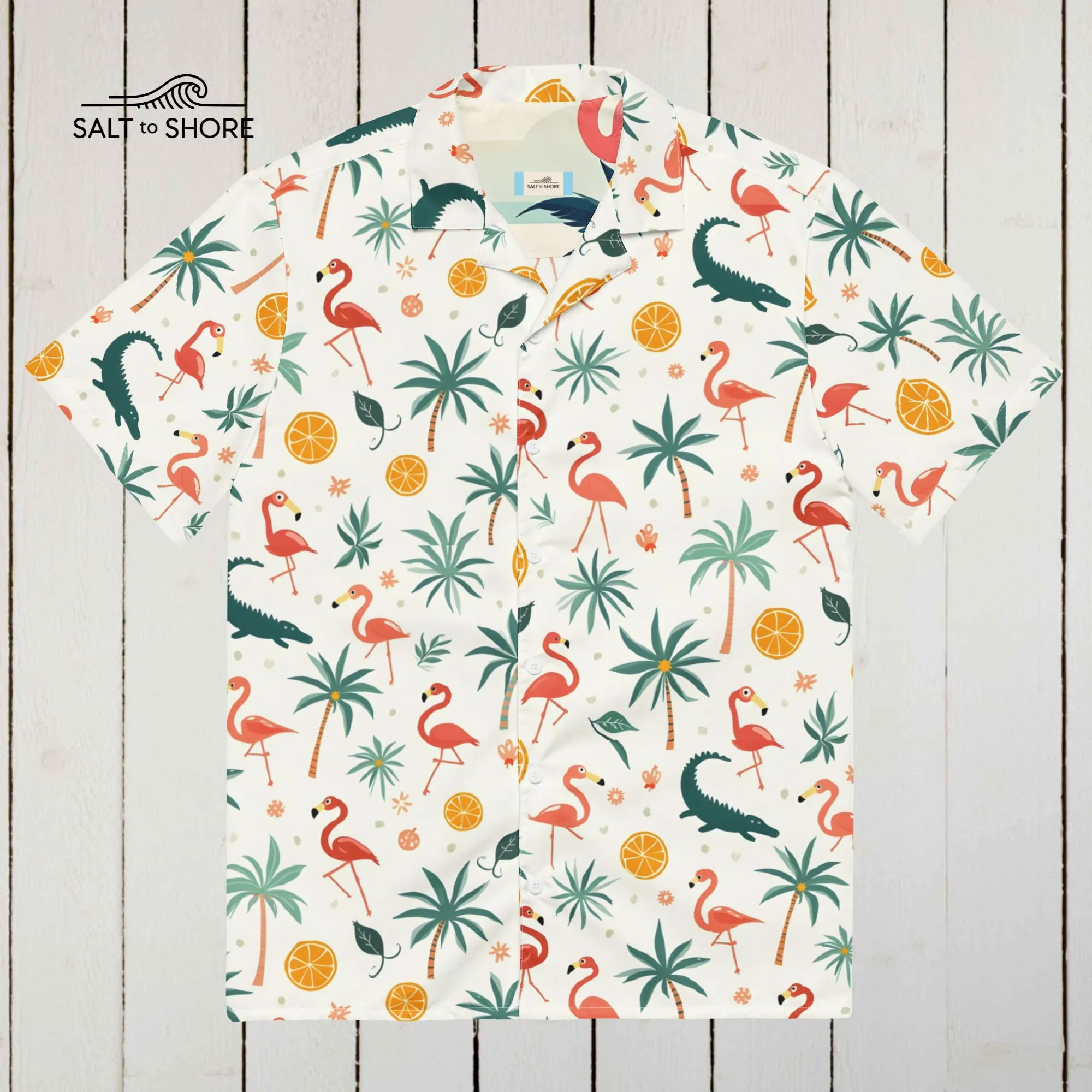 Salt to Shore | Coastal Elegance: Flamingo Flex Button Shirt