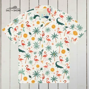 Salt to Shore | Coastal Elegance: Flamingo Flex Button Shirt