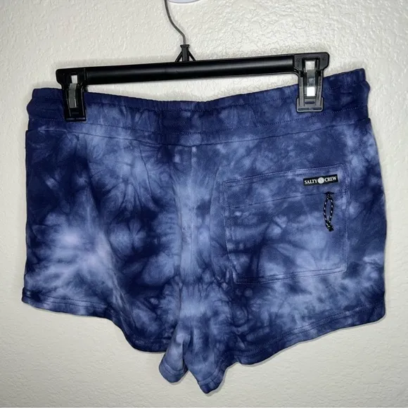 Salty Crew Blue and White Athletic Shorts with Tie-Dye Pattern