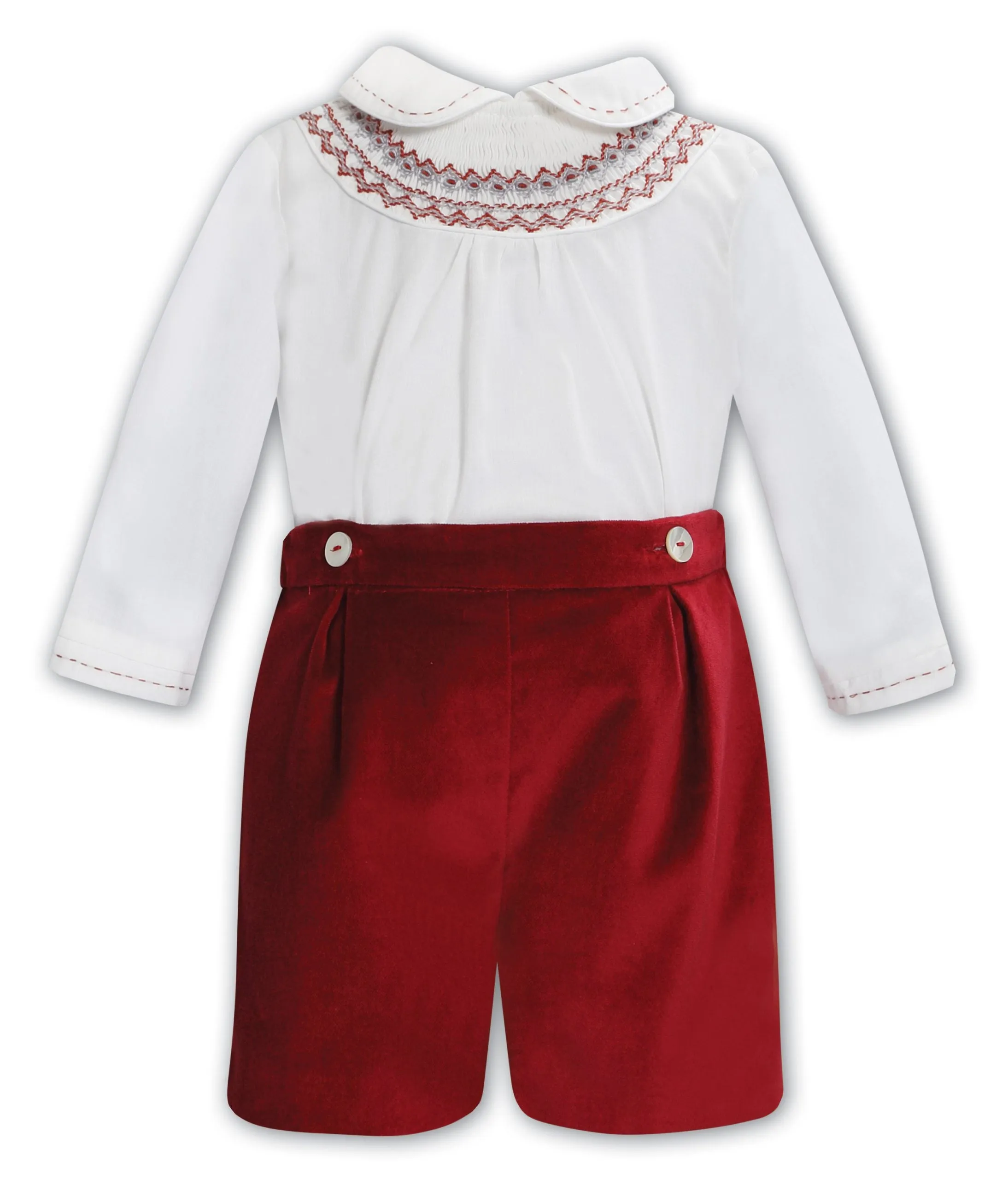 Sarah Louise Burgundy Velvet Smocked 2 piece set