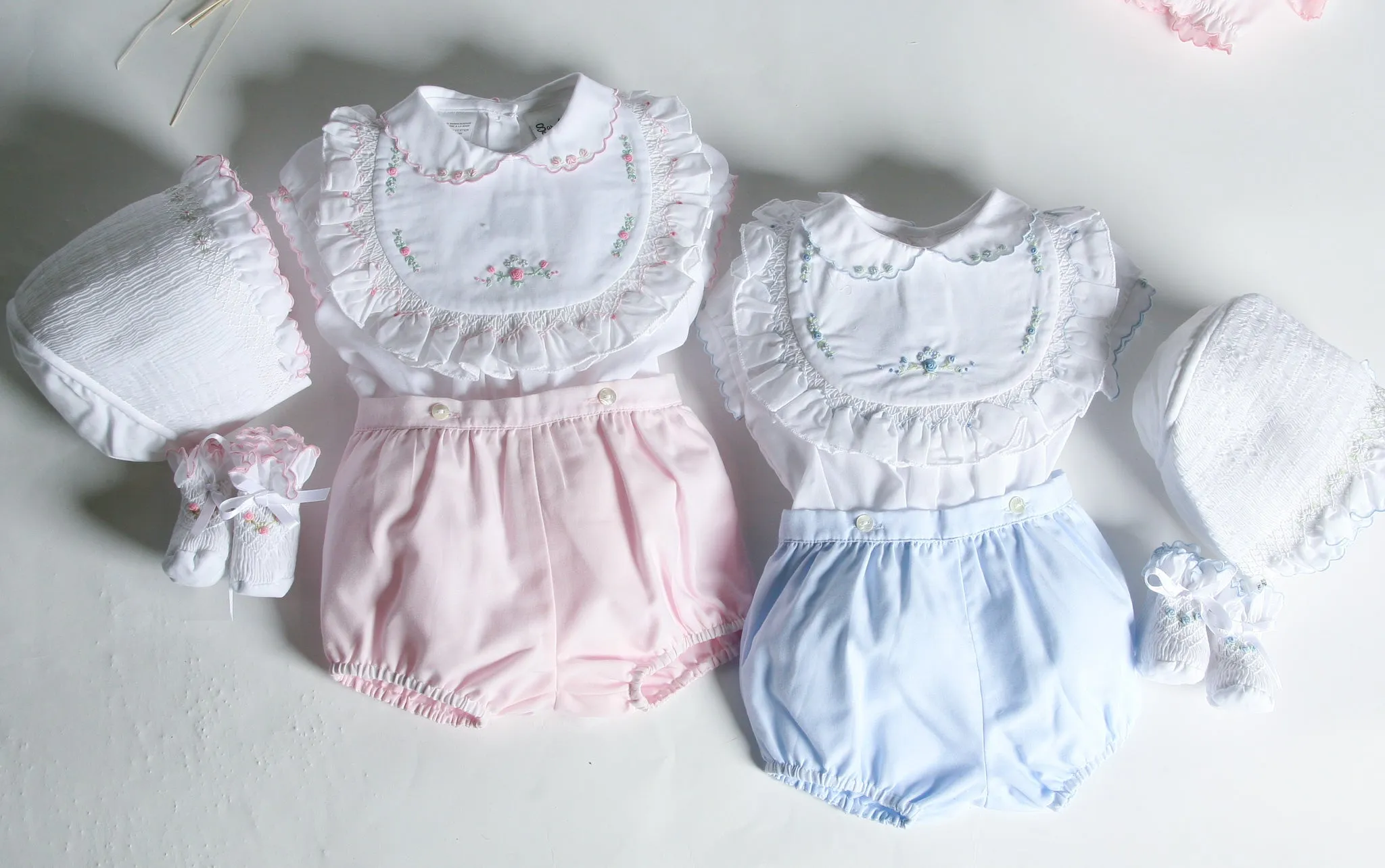 Sarah Louise Rosebud Pink Embroidered Bloomer & Blouse Set