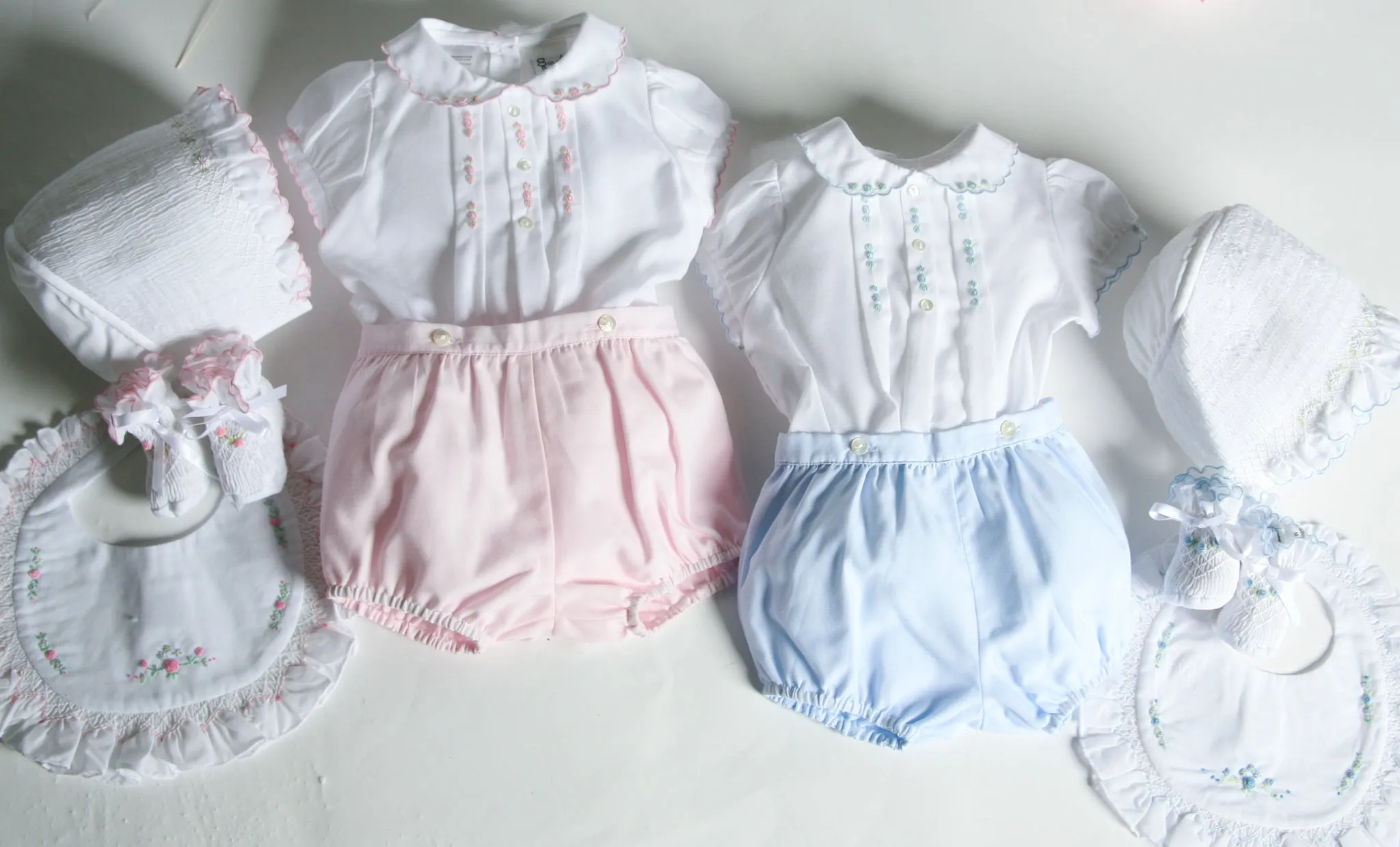 Sarah Louise Rosebud Pink Embroidered Bloomer & Blouse Set
