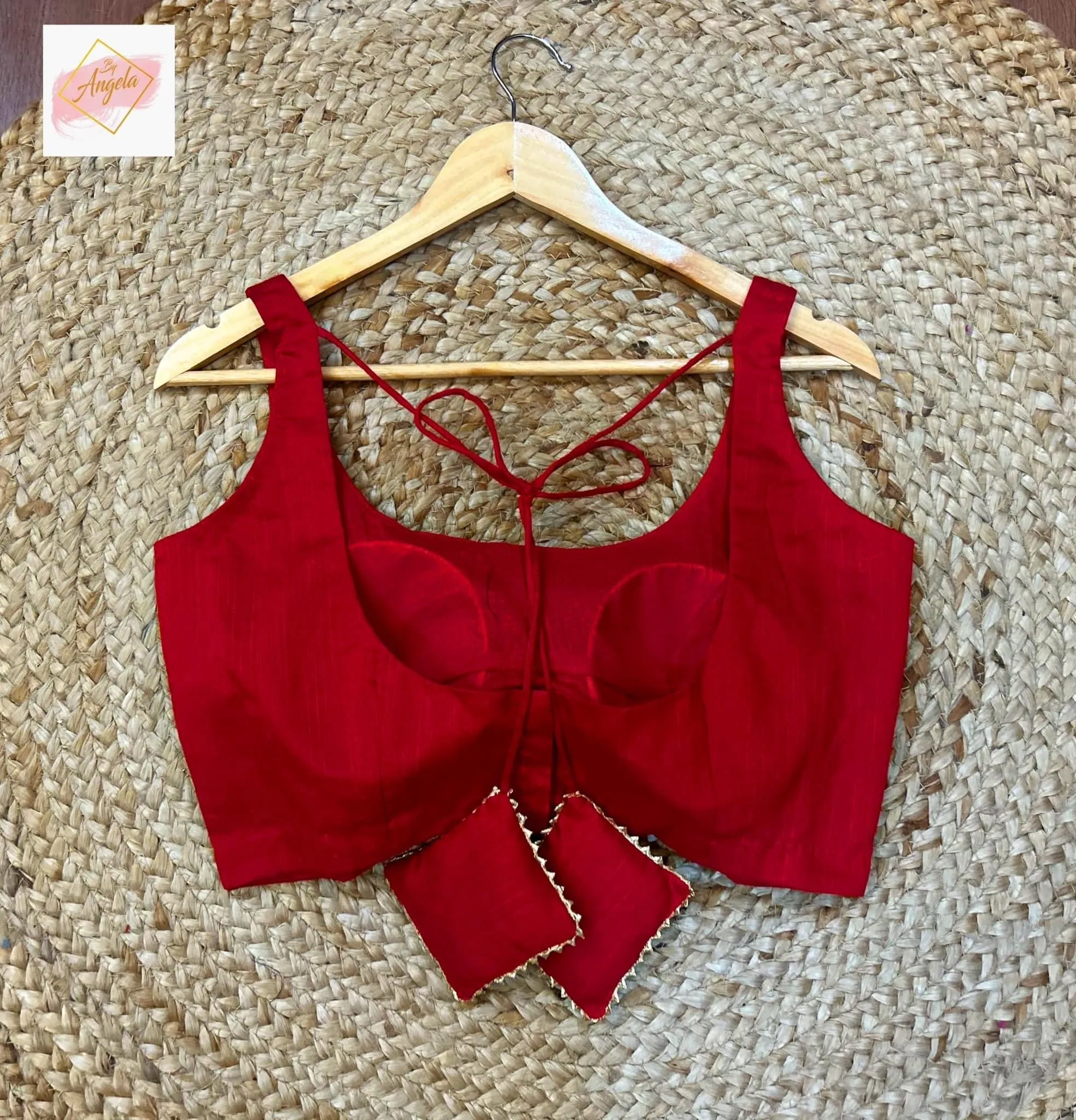 Scoop Neck Premium Sleeveless Blouse - Blood Red