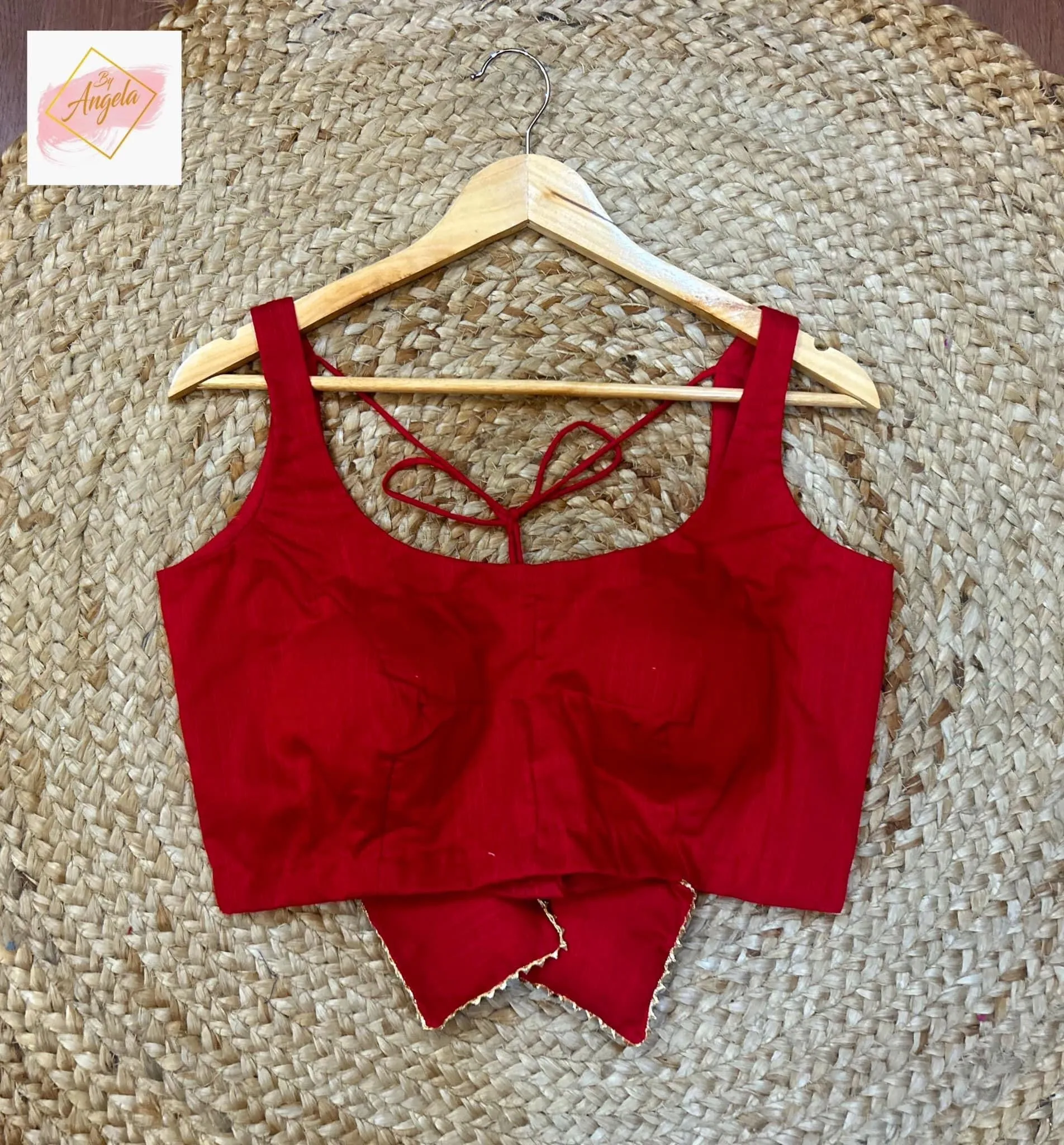 Scoop Neck Premium Sleeveless Blouse - Blood Red