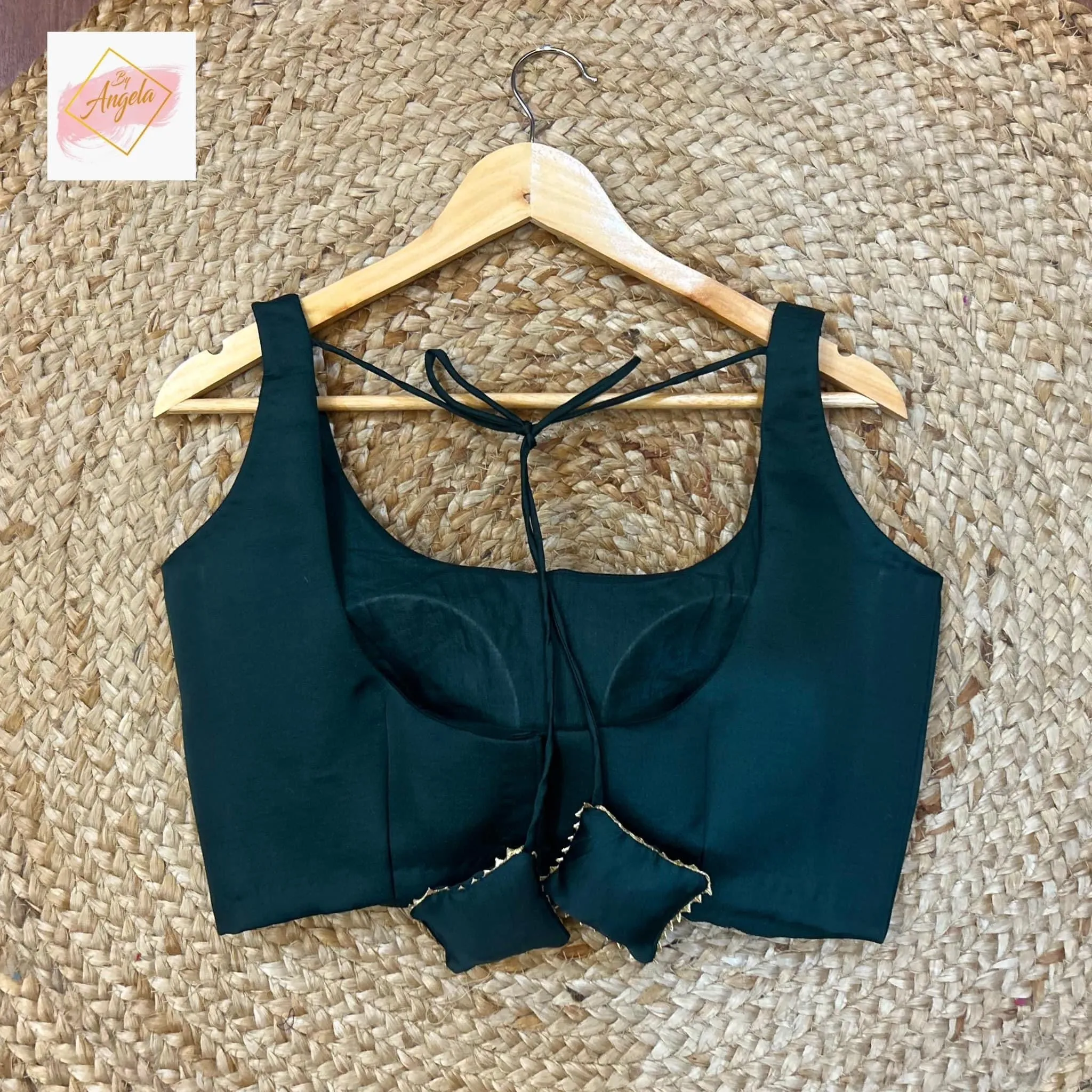 Scoop Neck Premium Sleeveless Blouse - Bottle Green