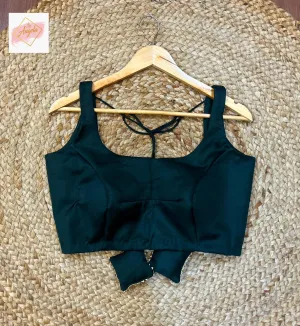 Scoop Neck Premium Sleeveless Blouse - Bottle Green