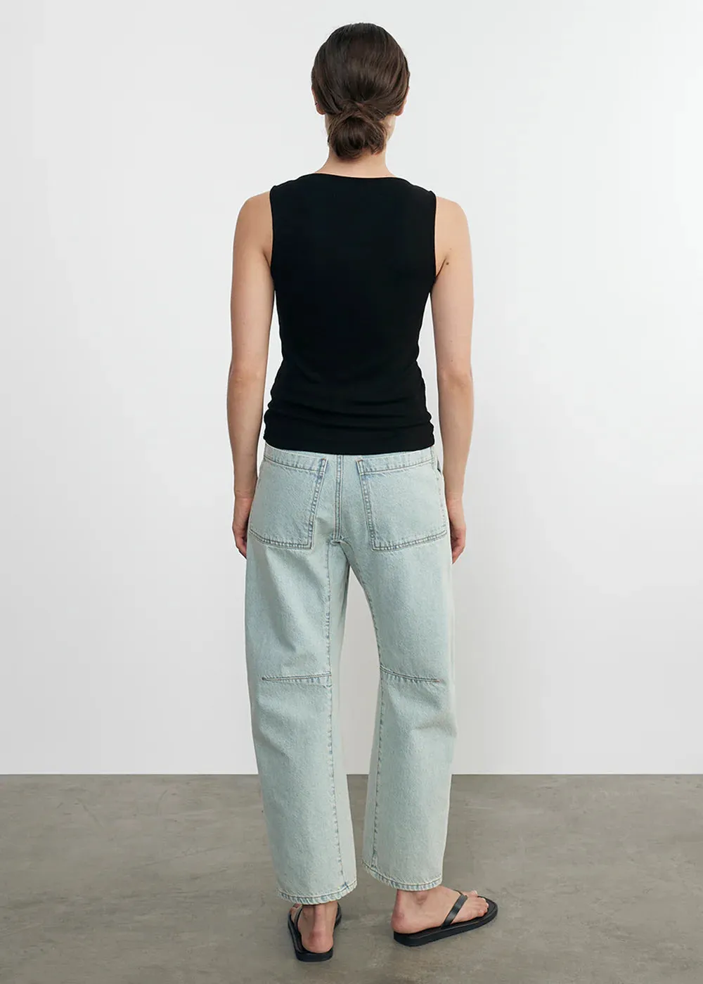 Silk Rib Sleeveless Boatneck - Black