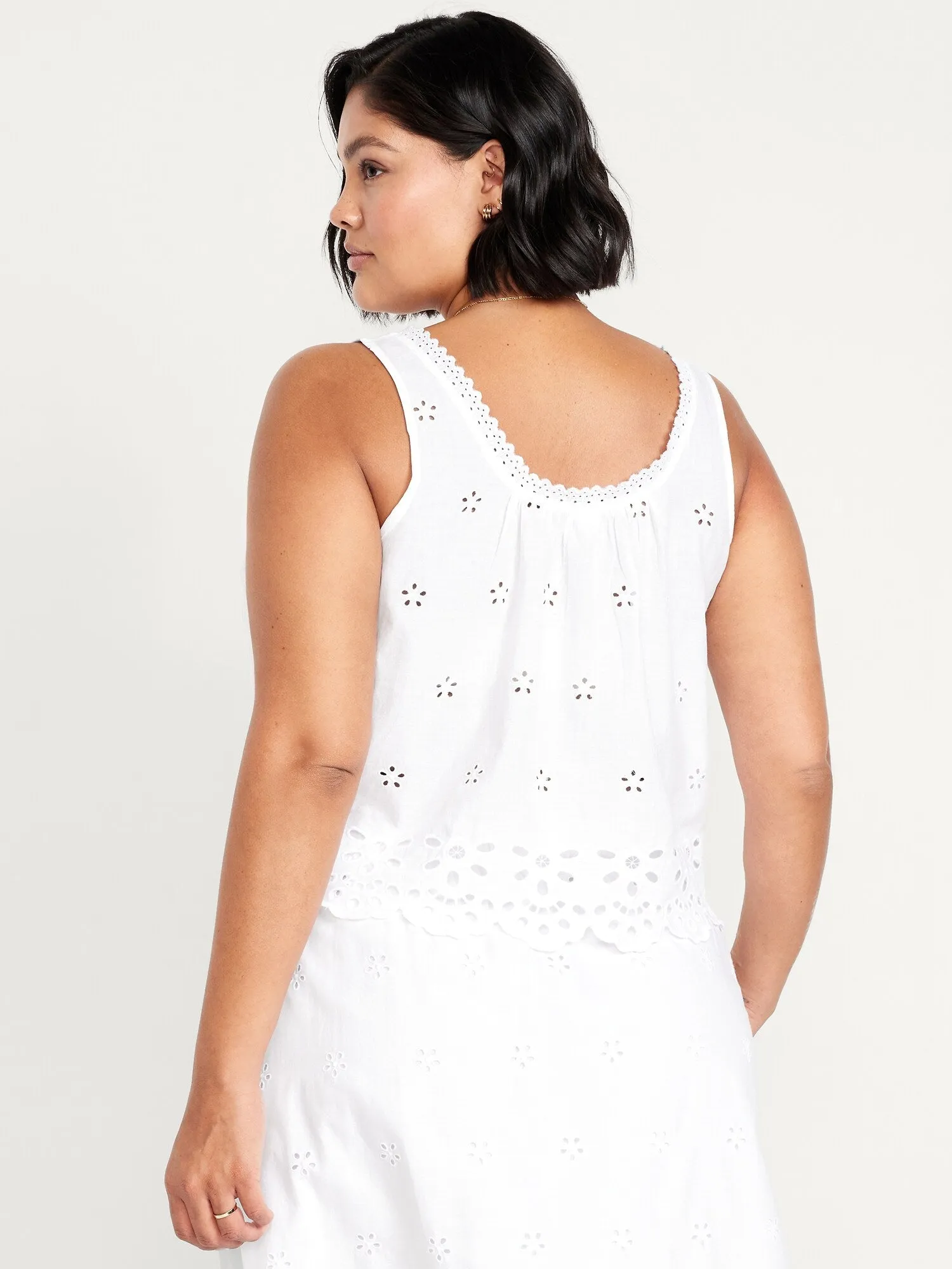 Sleeveless Eyelet Top