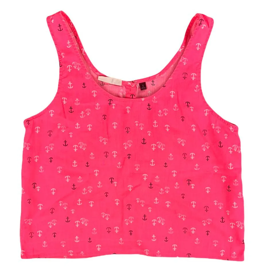Sleeveless Pink Scoop Neck Size S Women's Tank Top Blouses