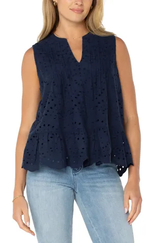 Sleeveless Pintuck Top