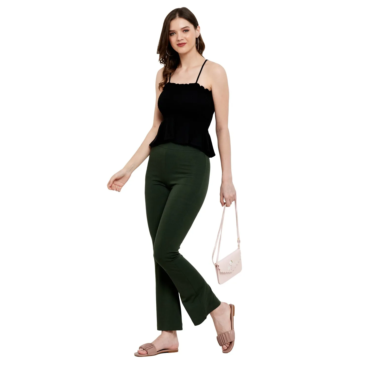 SMOCKED RUFFLE CROPPED COTTON MODAL SPANDEX TOP