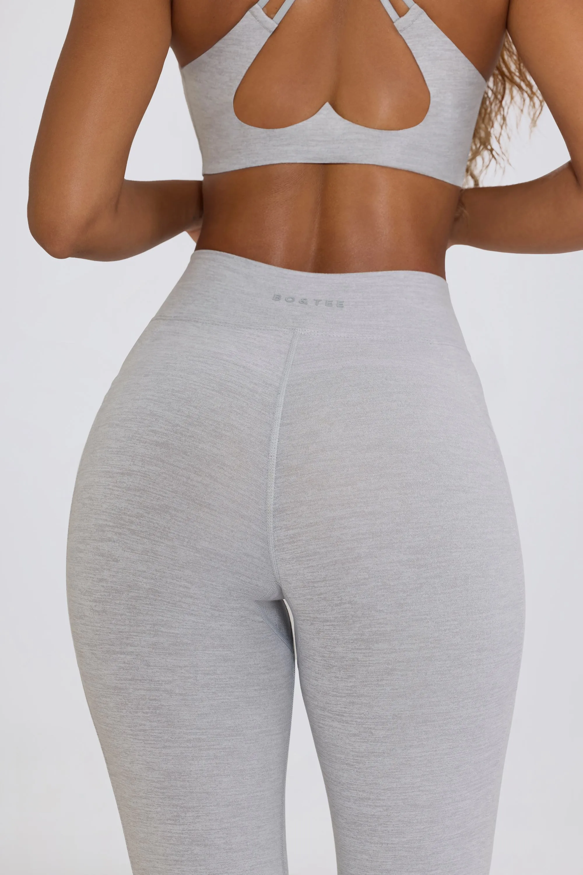 Soft Active Crossover Flared Trousers in Grey Marl