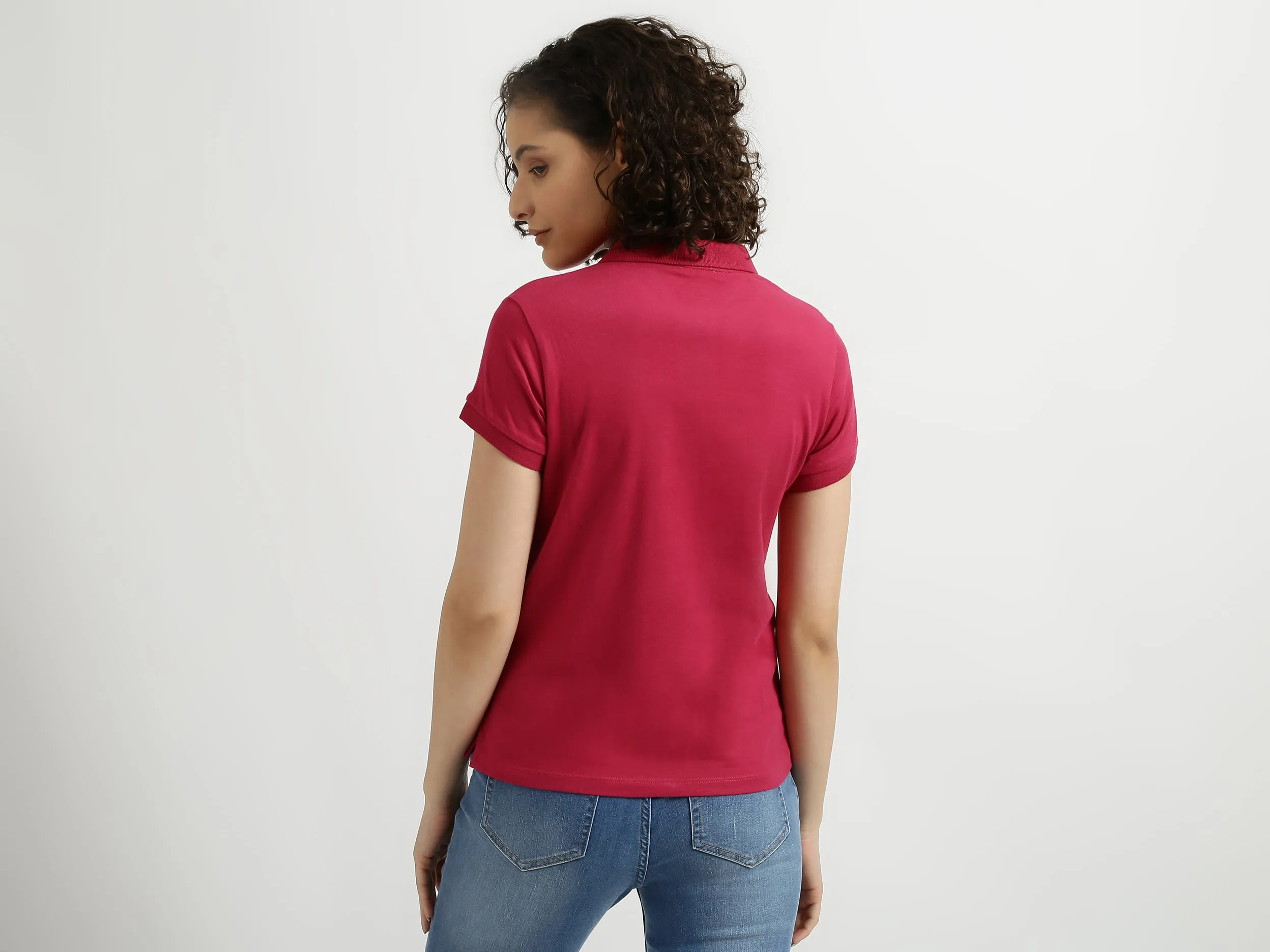 Solid Magenta Polo T-Shirt