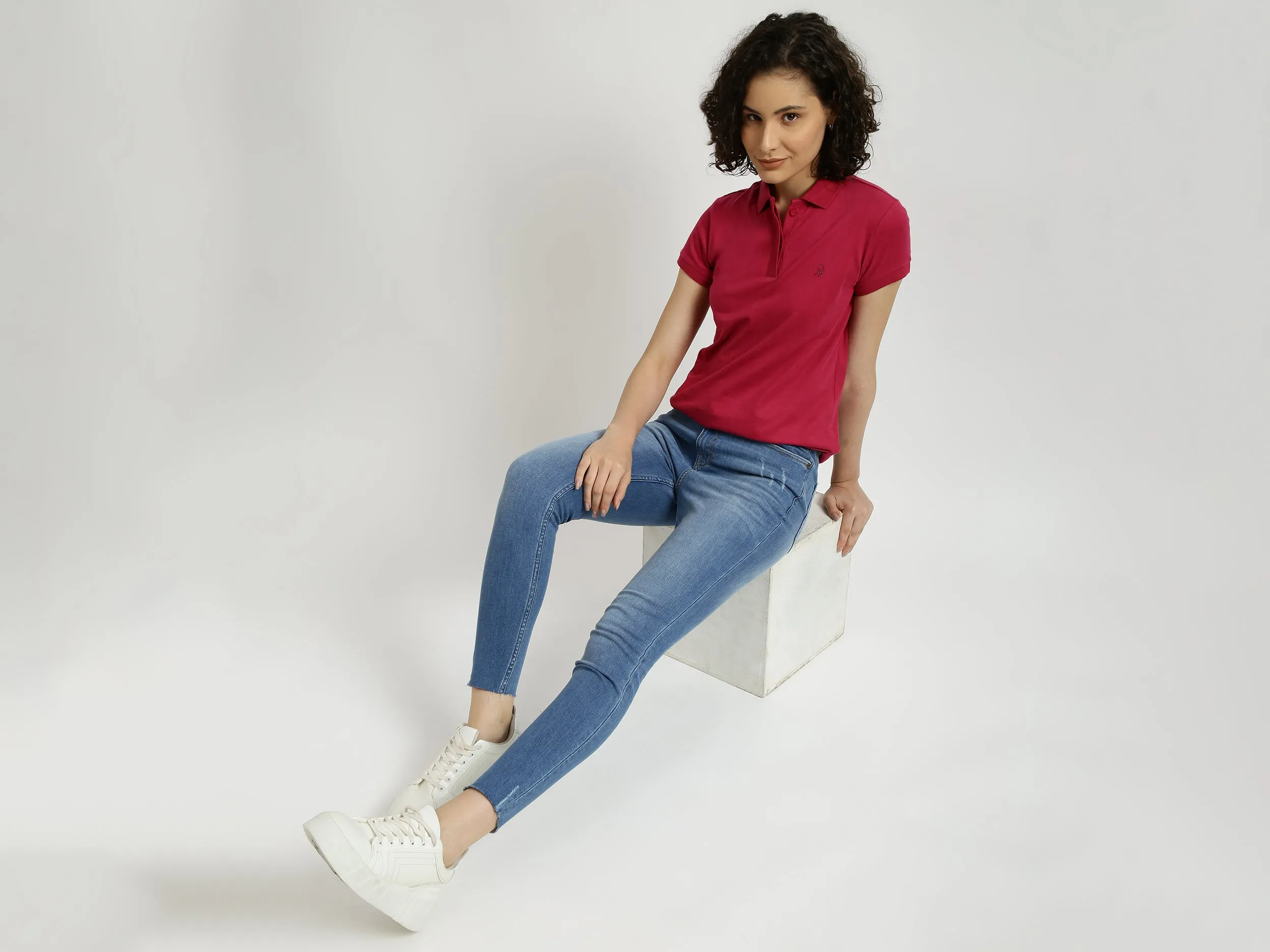 Solid Magenta Polo T-Shirt